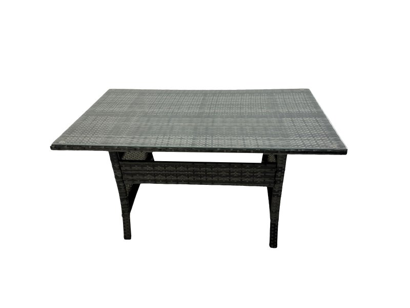 Fimous 8 Seater Wicker PE Rattan Furniture Outdoor Dining Table Double Seat Sofa Side Table 4 Stools Set Dark Grey Mixed