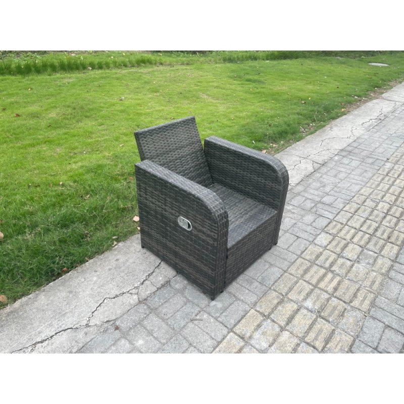Fimous 9 Seater Outdoor Lounge Sofa Set Rattan Garden Furniture Set with Rectangular Coffee Table 2 Small Footstools 3 Seater Sofa Side Table Dark Grey Mixed