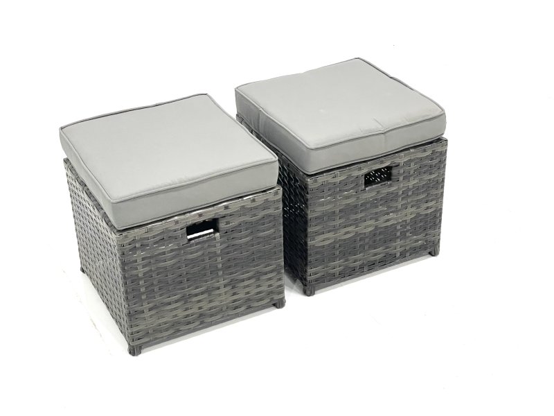 Fimous Garden Outdoor Rattan Furniture Set with Sofa Coffee table 2 Small Footstools Dark Grey Mixed