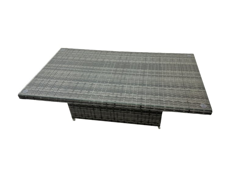 Fimous 7-seater Patio Height Adjustable Rising Lifting Table Sofa Sets Rattan Garden Furniture Dining Set with 2 Side Table 3 Stools Dark Grey Mixed