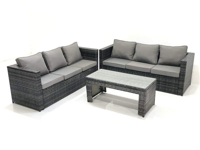 Fimous Garden Outdoor Rattan Furniture Set with Sofa Coffee table Dark Grey Mixed