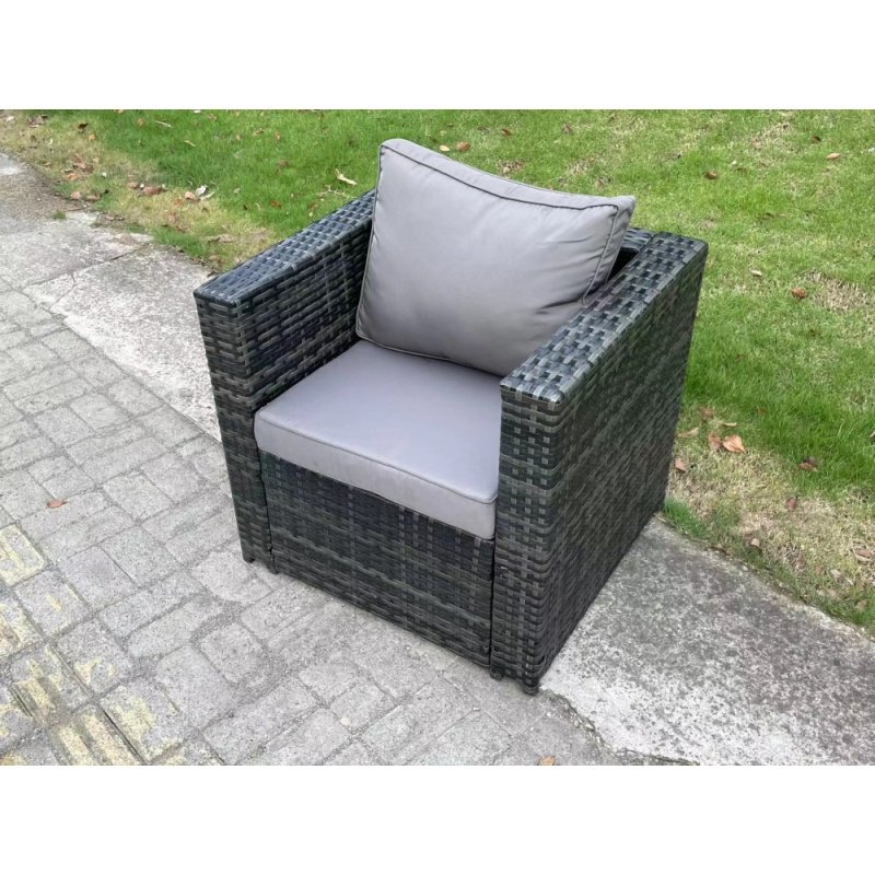 Fimous Wicker PE Rattan Garden Dining Set Outdoor Furniture Sofa with Patio Dining Table Armchair 7 Seater Dark Grey Mixed