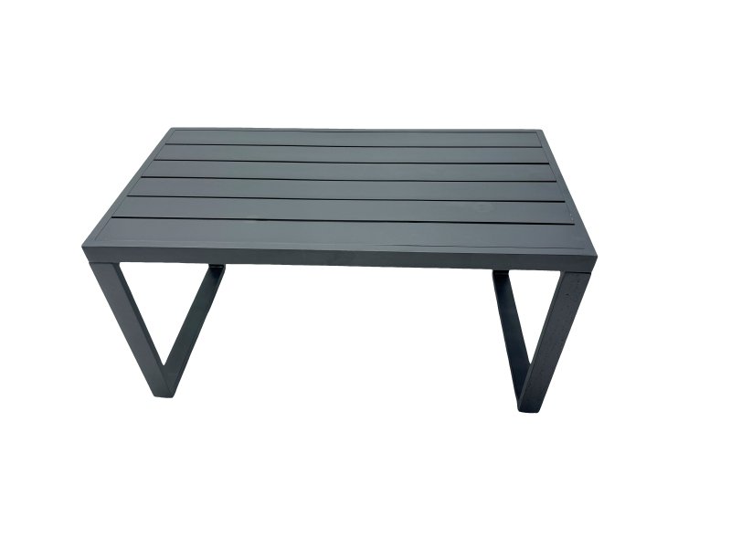 Fimous Outdoor Garden Furniture Set Aluminium Lounge 3 Seat Sofa Oblong Coffee Table Sets with Chair 4 Stools Dark Grey