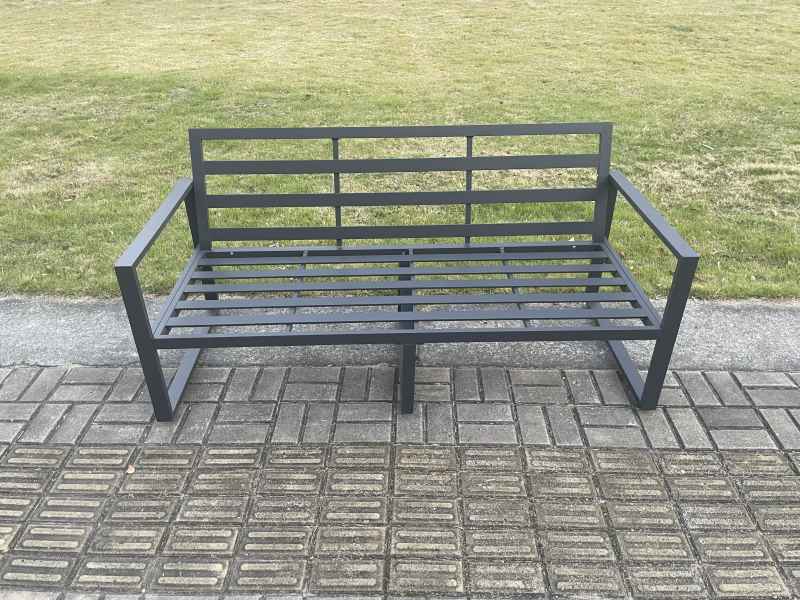 Fimous Aluminium Outdoor Garden Sofa Patio Lounge 3 Seater Sofa for Balcony, Terrace,Swimming Pool Dark Grey