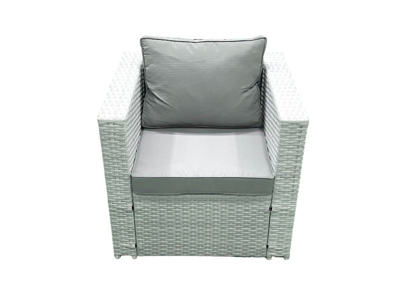 Fimous Garden Outdoor Furniture Set 6 Seater Rattan Sofa Set with 2 Big Footstools Armchair 2 Side Tables Light Grey Mixed