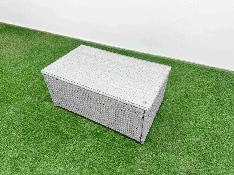 Fimous PE Rattan Lounge Sofa Set 9 Seater Outdoor Garden Furniture Set with Rectangular Coffee Table 3 Seater Sofa Light Grey