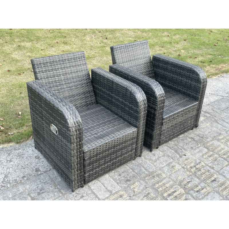 Fimous PE Rattan Garden Furniture Set Adjustable Chair Sofa Double Love Seat 2 Seater Sofa Lounge Set Square Coffee Table