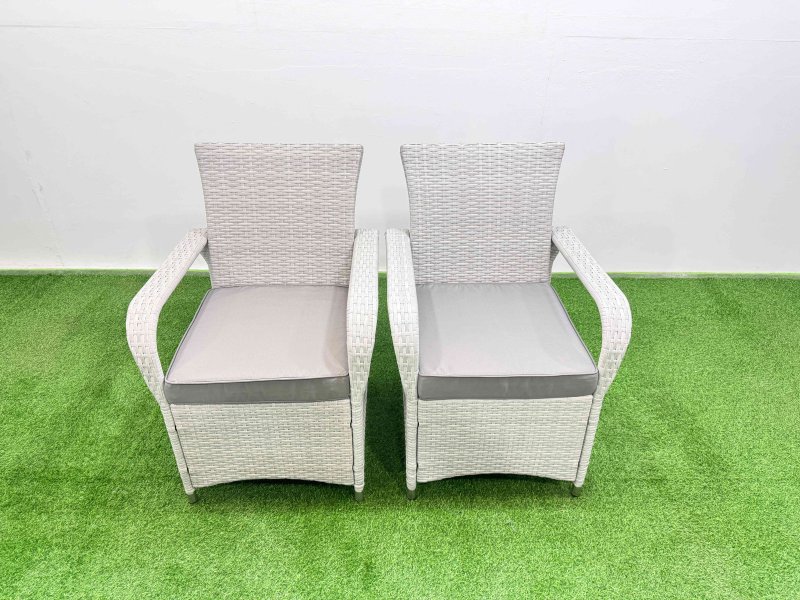 Fimous Wicker PE Rattan Garden Furniture Set Patio Outdoor 4 Chairs Plus Rectangular Dining Table Set Light Grey Mixed