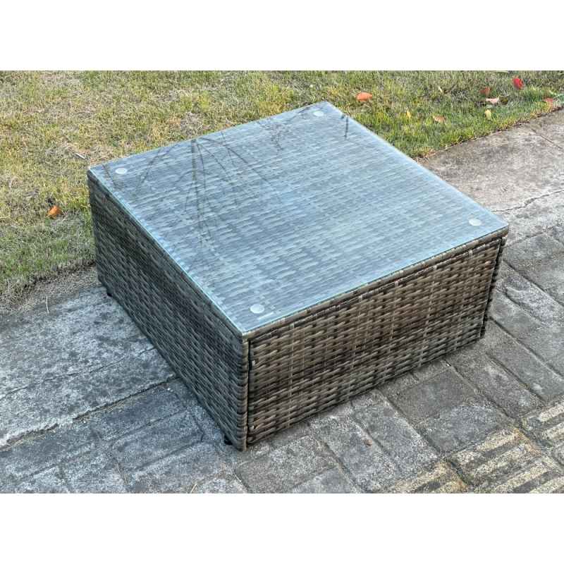 Fimous Dark Grey Mixed Square Rattan Coffee Table Tea Table Outdoor Garden Furniture Accessory