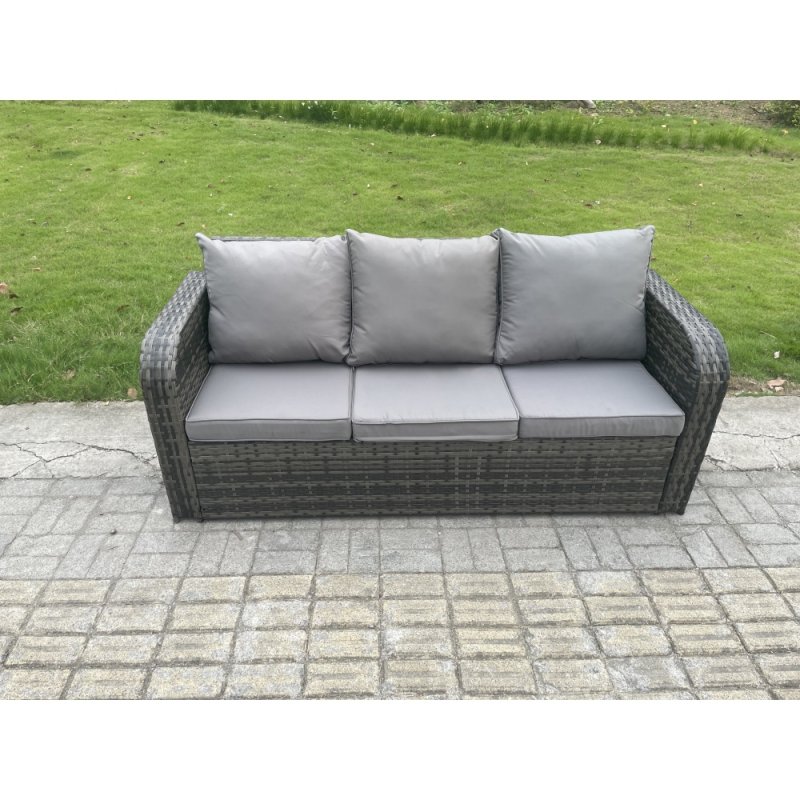 Fimous Wicker PE Rattan Sofa Set 11 Seater Outdoor Patio Garden Furniture Set with 2 Reclining Chairs Coffee Table 2 Side Tables 3 Footstools Dark Grey Mixed