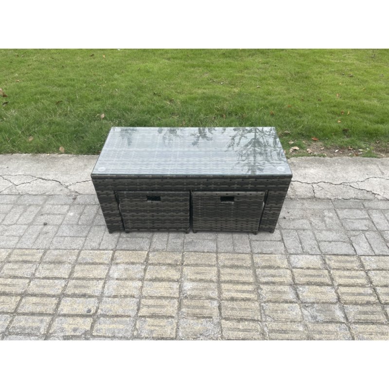 Fimous 9 Piece Rattan Garden Furniture Set Outdoor Patio Sofa, Table and Chairs Coffee Table 2 Small Footstools Ideal for Pool Side, Balcony, Outdoor and indoor Conservatory Patio Set