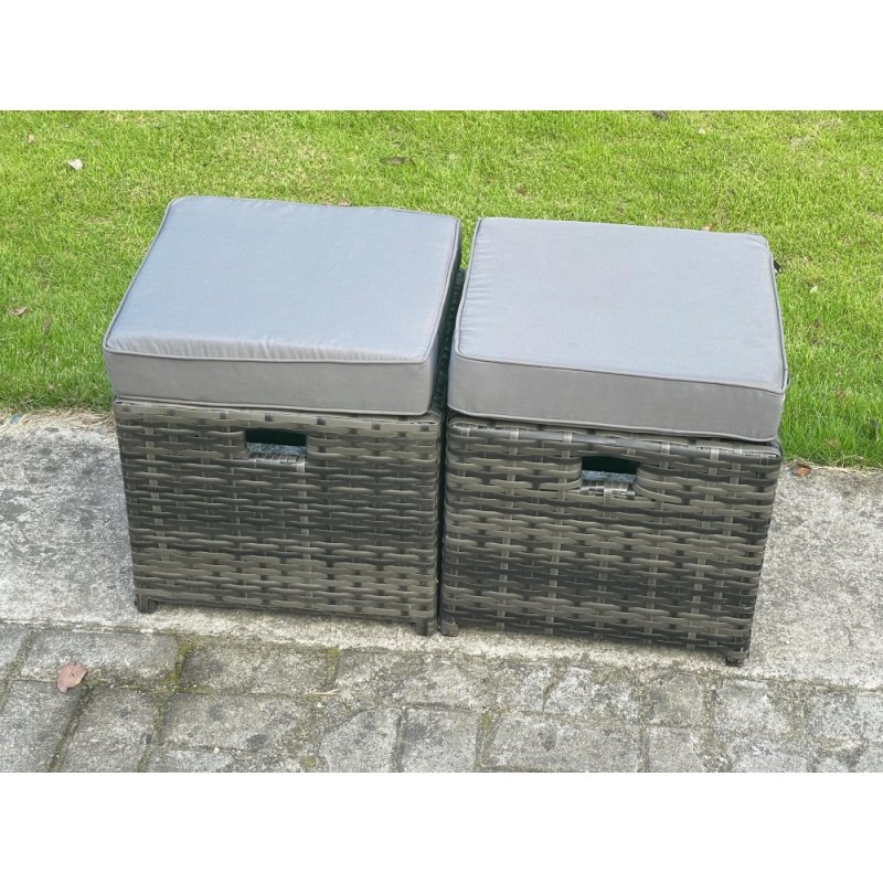 Fimous High Back Rattan Corner Sofa Set Dining Table Outdoor Furniture Dark Grey Mixed Right Option