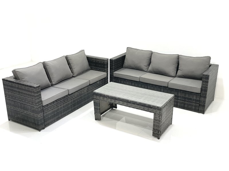 Fimous Garden Outdoor Rattan Furniture Set with Sofa Coffee table Dark Grey Mixed