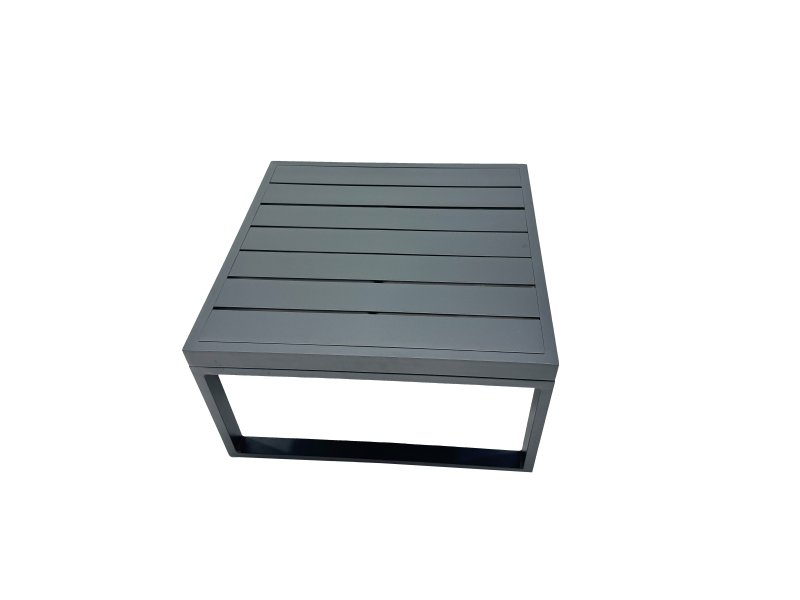 Fimous Outdoor Garden Furniture Set Aluminium Lounge Sofa Square Coffee Table Sets with 4 Stools 2 Side Tables Dark Grey