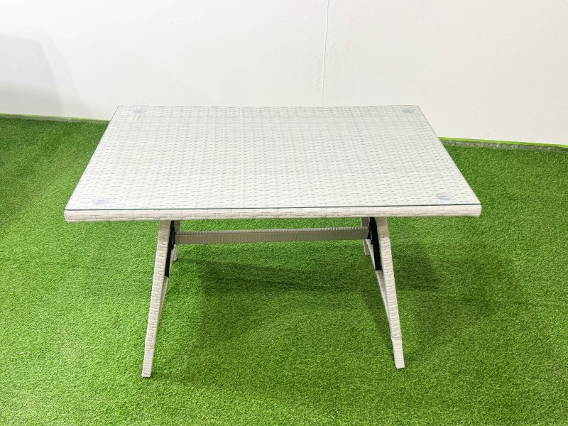 Fimous Outdoor Rattan Garden Furniture Set Patio 4 Chairs Plus Rectangular Dining Table Sets Light Grey Mixed