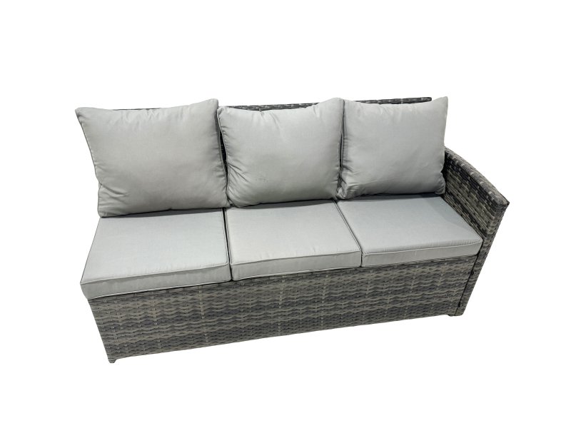 Fimous 12 Seat Poly Rattan Outdoor Patio Coffee Table Corner Sofa Set with 4 Stools 2 Chairs for Garden Backyard Dark Grey Mixed