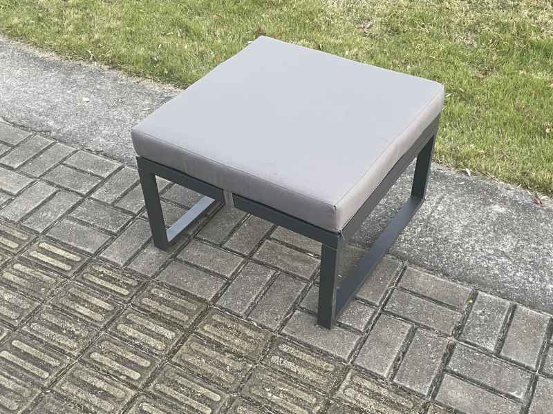 Fimous Aluminium Outdoor Garden Furniture Set Patio Lounge Sofa Gas Fire Pit Dining Table Set with Big Footstool Dark Grey
