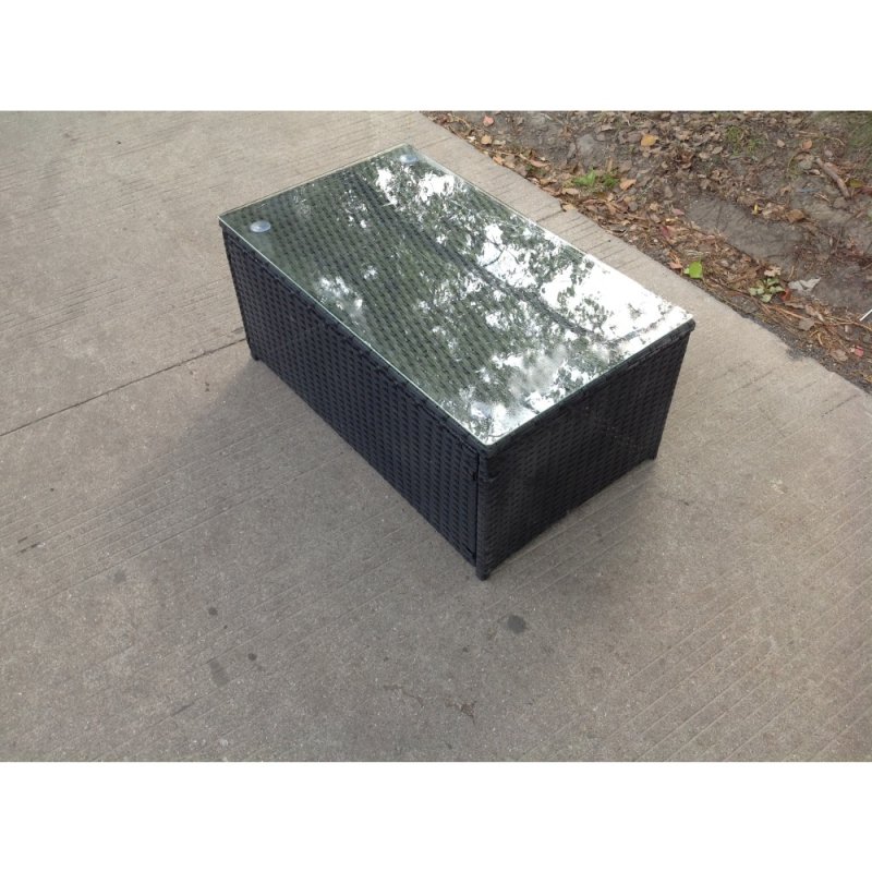 Fimous Rattan Oblong Coffee Table Outdoor Garden Furniture Patio Furniture Black