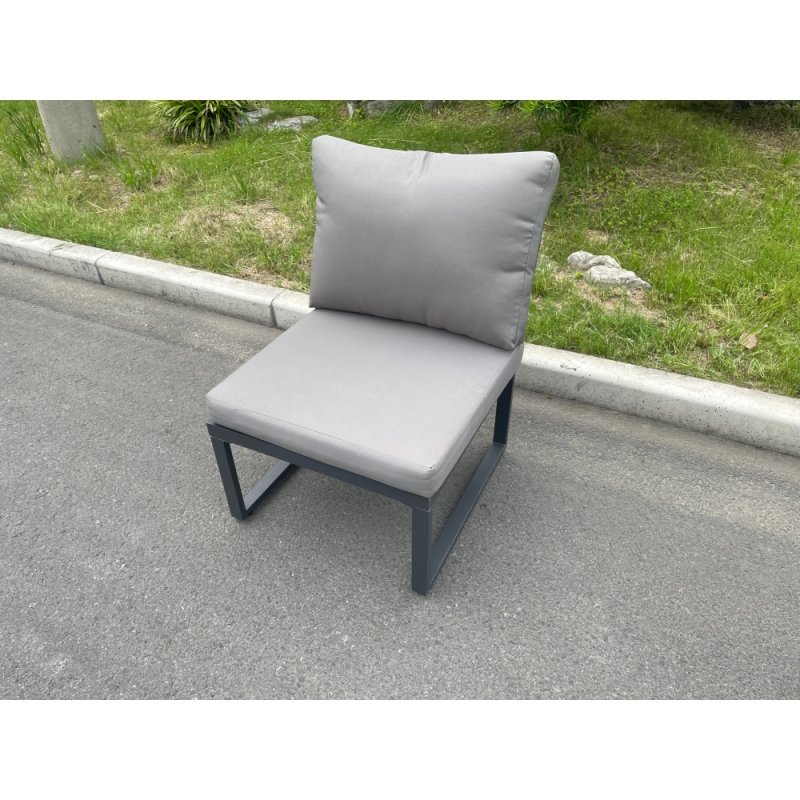 Fimous Aluminum Outdoor Garden Furniture Armless Sofa Chair With Seat And Back Cushion Dark Grey