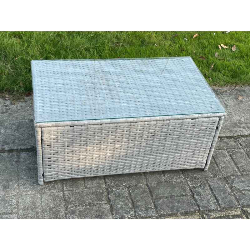 Light Grey Mixed Rattan Rectangular Oblong Coffee Tea Table Outdoor Garden Furniture Accessory