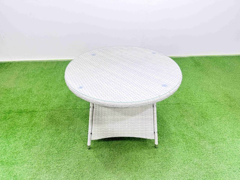 Fimous Wicker PE Rattan Garden Furniture Set Patio Outdoor 4 Chairs Plus Medium Round Table Set Light Grey Mixed