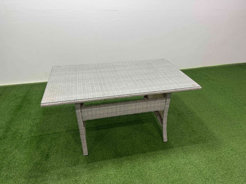 Fimous 9 Seater Rattan Garden Furniture Set Outdoor Patio Dining Corner Sofa Sets with Dining Table Chair 2 Big Footstools Light Grey Mixed