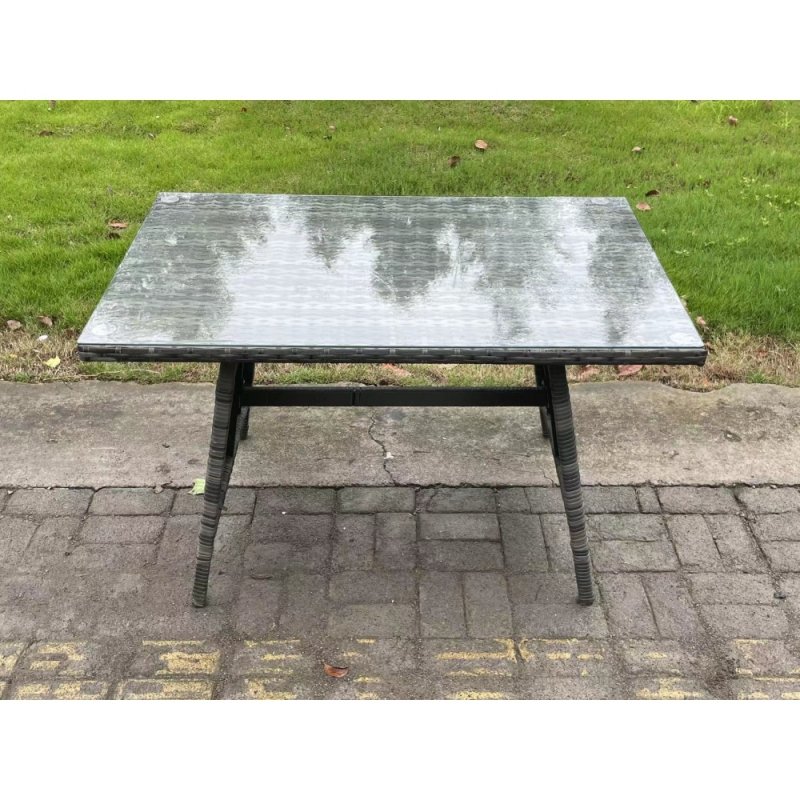 Fimous Wicker PE Rattan Garden Dining Set Outdoor Furniture Sofa with Patio Dining Table Dark Grey Mixed