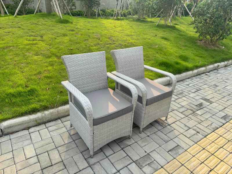 Fimous Rattan Garden Furniture Set with 1 Big Round Coffee Table & 4 Seater Chairs Light Grey Mixed