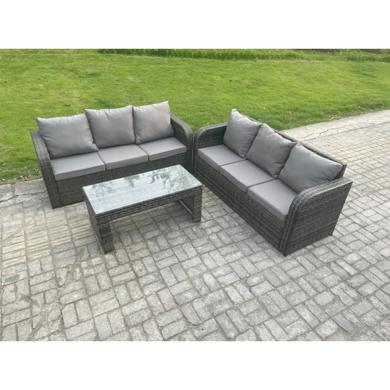 Fimous Patio Garden Furniture Sets Wicker Outdoor Rattan Furniture Sofa Sets with Rectangular Coffee Table