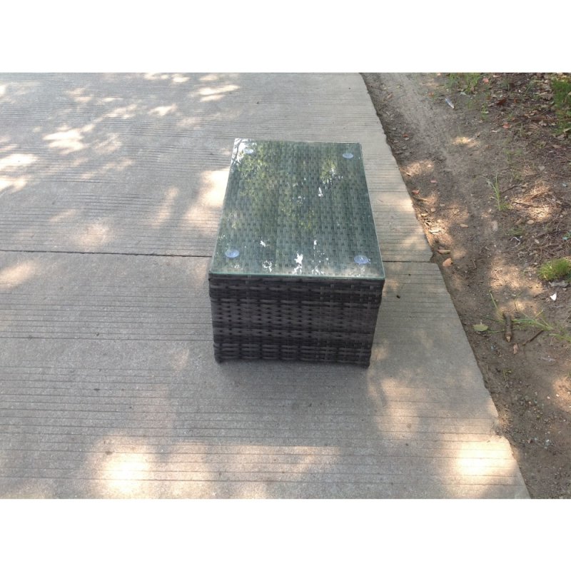 Fimous Rattan Oblong Coffee Table Outdoor Garden Furniture Patio Furniture Dark Grey Mixed