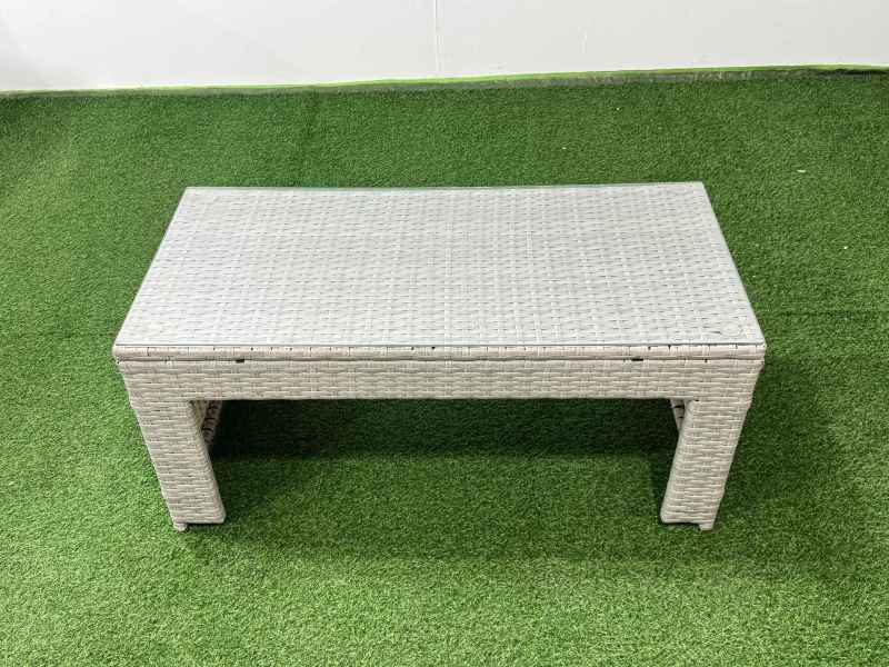 Fimous Rattan Garden Furniture Set Outdoor 9 Seater Corner Sofa Sets with Oblong Coffee Table 3 Footstools Light Grey Mixed