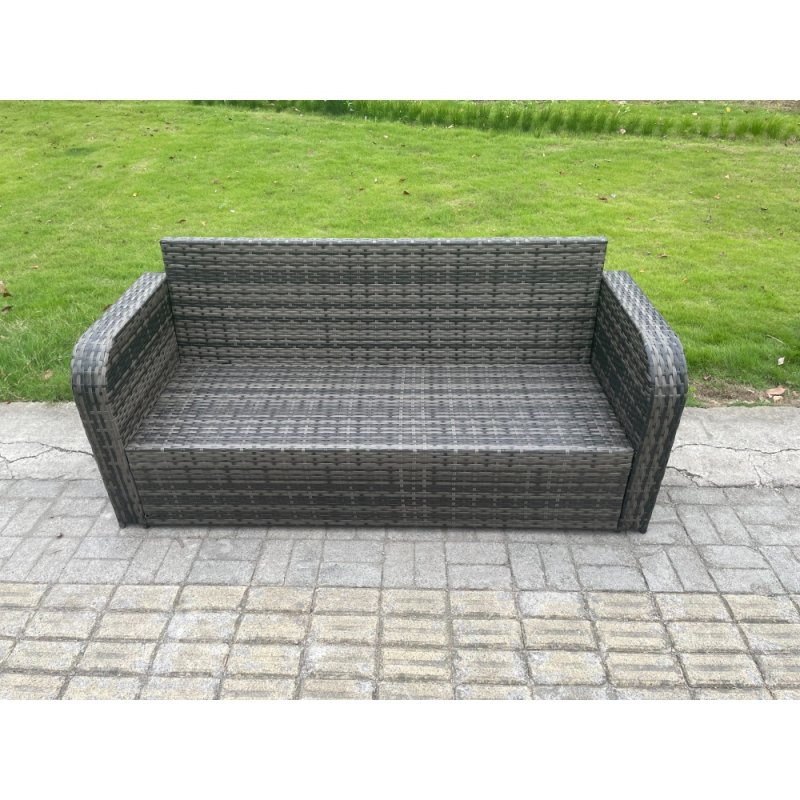 Fimous 12 Seater Rattan Garden Furniture Set Indoor Outdoor Patio Sofa Set with Coffee Table 3 Footstools Side Table Dark Grey Mixed
