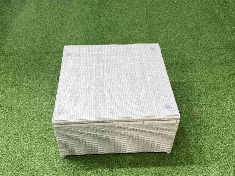 Fimous Outdoor Rattan Garden Furniture Set 9 Seater Corner Sofa Sets with Square Coffee Table 3 Footstools Light Grey Mixed