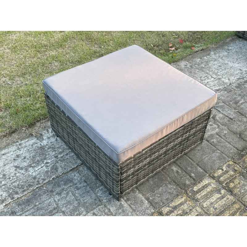 Fimous Dark Grey Mixed Square Rattan Foostool Outdoor Garden Furniture Accessory