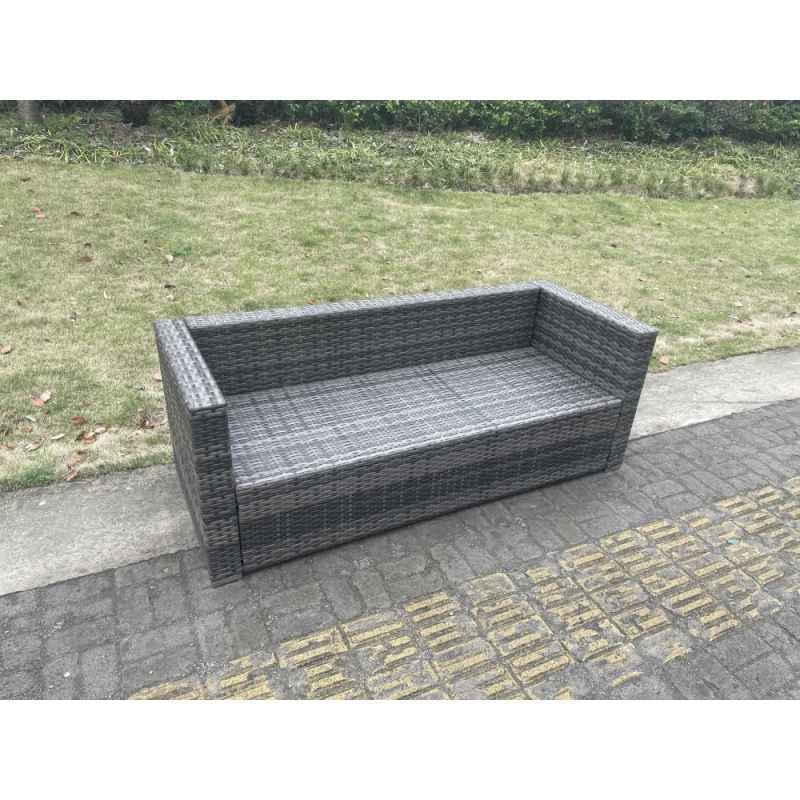 Fimous 3 Seater Rattan Lounge Sofa Patio Outdoor Garden Furniture With Seat And Back Cushion