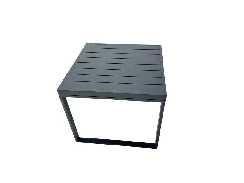 Fimous Outdoor Garden Furniture Set Aluminium Lounge 3 Seat Sofa Oblong Coffee Table Sets with 4 Stools Side Table Dark Grey