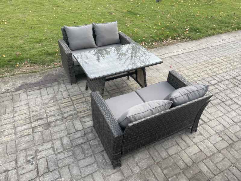Fimous Garden Furniture Sets 3 Pieces Wicker Rattan Furniture Manual Wicker Patio Sofa Patio Conversation Set Dark Grey Mixed