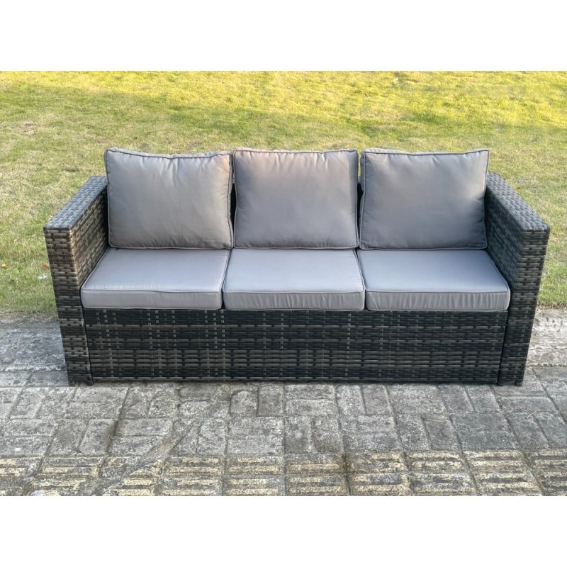 Fimous 3 Seater Rattan Lounge Sofa Chair Patio Outdoor Garden Furniture With Thick Cushion
