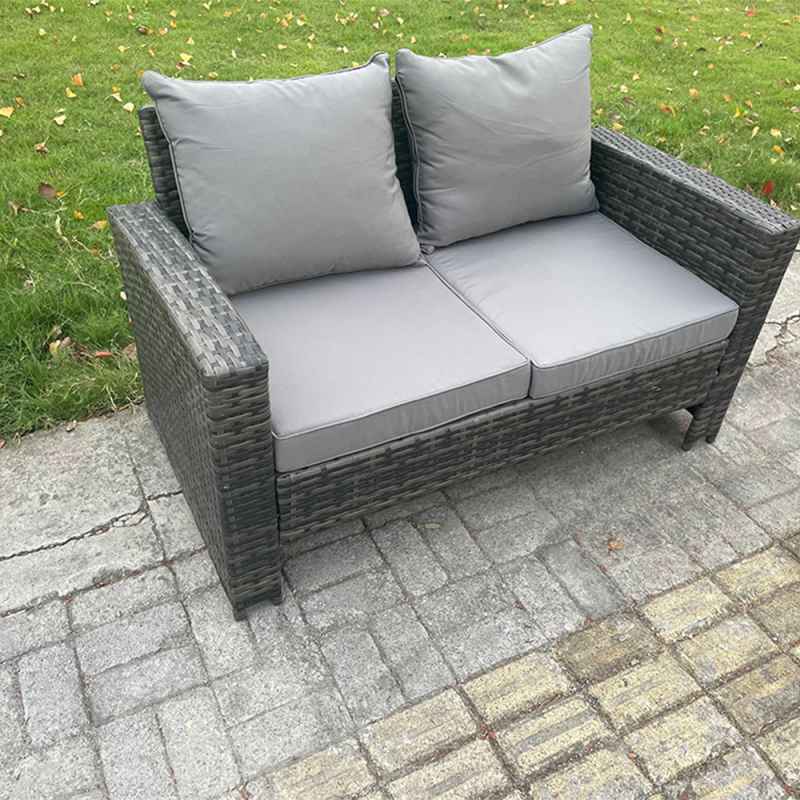 Fimous High Back Rattan 2 Seater Loveseat Sofa Double Seat Patio Outdoor Garden Furniture With Thick Seat And Back Cushion