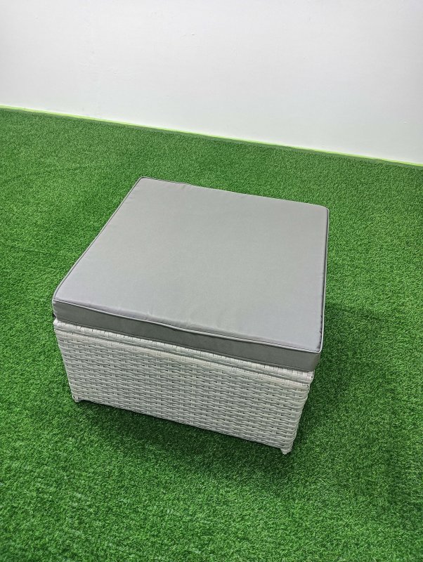 Fimous Rattan Garden Outdoor Furniture Set 7 Seater Rattan Garden Sofa Set with Big Footstool Side Table Light Grey Mixed