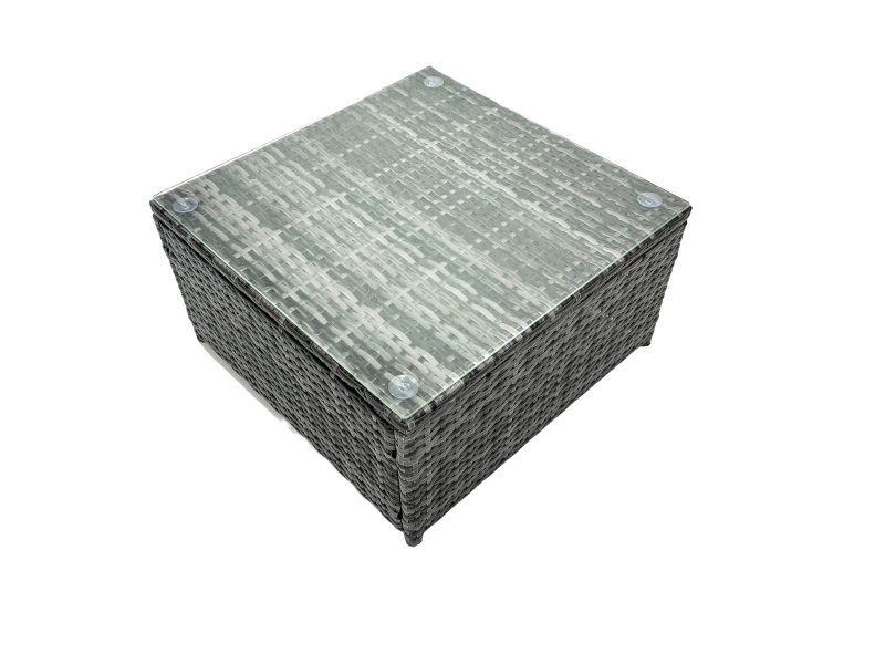 Fimous Outdoor Rattan Garden Furniture Set 11 Seater Patio Lounge Sofa Set with Square Coffee Table 2 Big Footstools Dark Grey Mixed