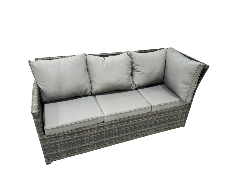 Fimous 11 Seat Poly Rattan Outdoor Patio Dining Table Corner Sofa Set with 3 Stool 2 Chairs for Garden Backyard Dark Grey Mixed