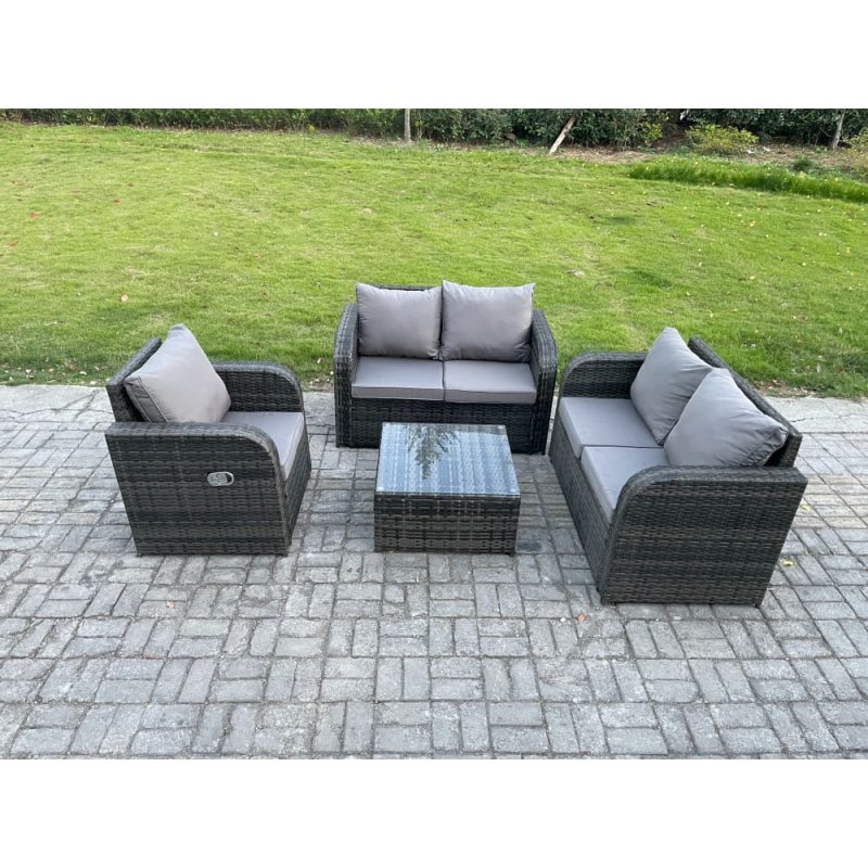 Fimous 4 Piece Garden Furniture Sets 5 Seater Outdoor Patio Furniture Set Weaving Wicker Rattan Sofa Chair and Table with Cushion