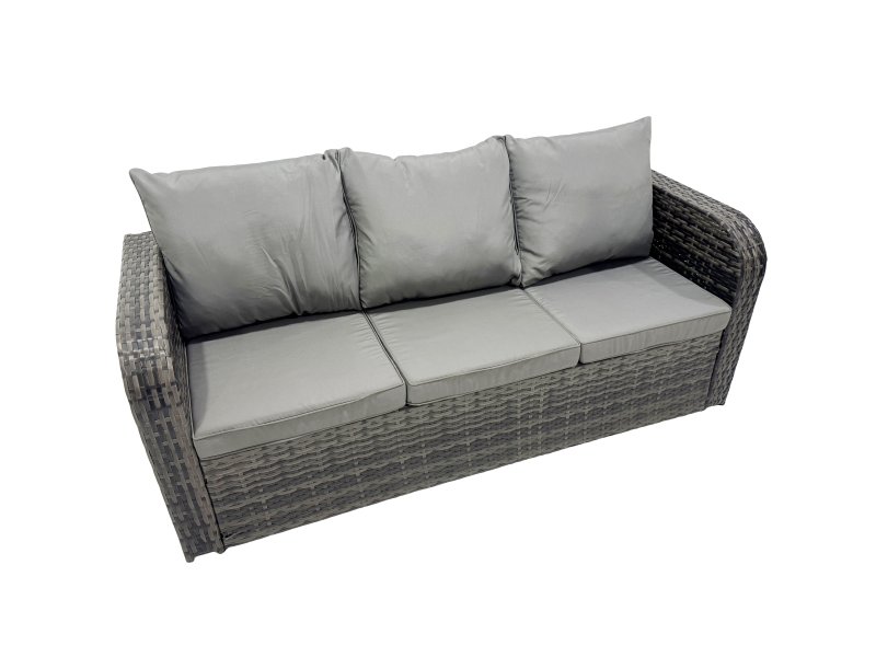 Fimous Garden Rattan Outdoor Furniture Set 5 Seater with Love Sofa 3 Seater Sofa 2 Side Table Dark Grey