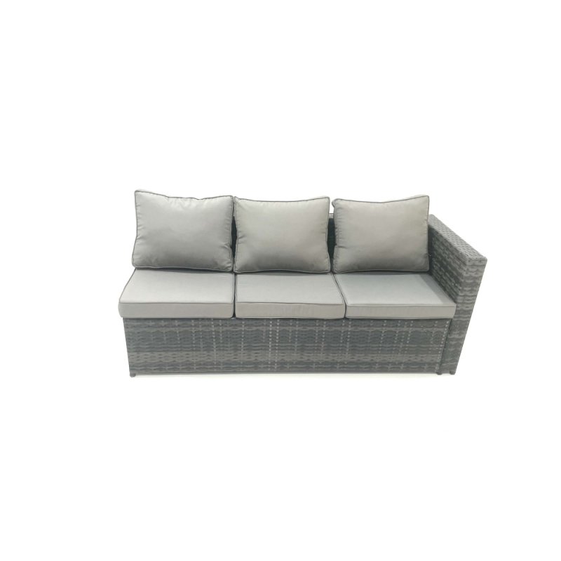 Fimous Dark Grey Outdoor Lounge Rattan Corner Sofa Set Garden Furniture Rectangular Dining Table Chair