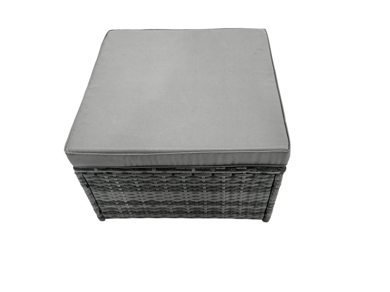 Fimous Outdoor Rattan Garden Furniture Set 11 Seater Patio Lounge Sofa Set with Square Coffee Table 2 Big Footstools Dark Grey Mixed