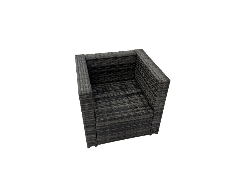 Fimous Outdoor Rattan Oblong Coffee Table Corner Sofa Sets Garden Furniture Set with Chair 2 Big Stools Dark Grey Mixed