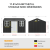 11.81 x 10.24FT Metal Apex Roof Garden Tool Shed
