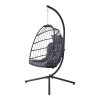 Egg-Shaped Hanging Chair with Soft Cushion & Headrest