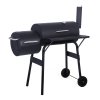 Living and Home Portable Outdoor Charcoal BBQ Grill with Offset Smoker